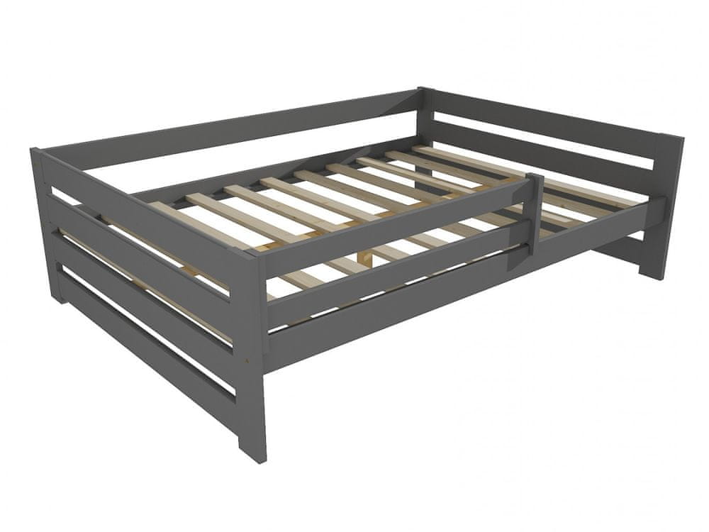 eoshop Detská posteľ DP 025 XL so zábranou (Rozmer: 120 x 200 cm, Farba dreva: farba sivá)